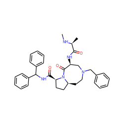 CN[C@@H](C)C(=O)N[C@H]1CN(Cc2ccccc2)CC[C@H]2CC[C@@H](C(=O)NC(c3ccccc3)c3ccccc3)N2C1=O ZINC000042833866