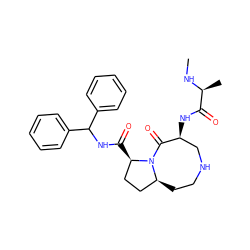 CN[C@@H](C)C(=O)N[C@H]1CNCC[C@H]2CC[C@@H](C(=O)NC(c3ccccc3)c3ccccc3)N2C1=O ZINC000040863046