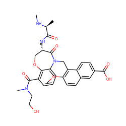 CN[C@@H](C)C(=O)N[C@H]1COc2c(C(=O)N(C)CCO)cccc2N(Cc2c(OC)ccc3cc(C(=O)O)ccc23)C1=O ZINC000208240613