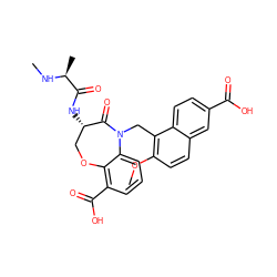 CN[C@@H](C)C(=O)N[C@H]1COc2c(C(=O)O)cccc2N(Cc2c(OC)ccc3cc(C(=O)O)ccc23)C1=O ZINC000208240553