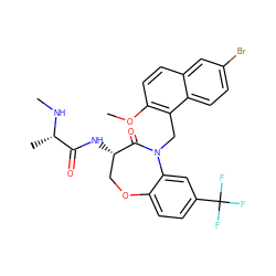 CN[C@@H](C)C(=O)N[C@H]1COc2ccc(C(F)(F)F)cc2N(Cc2c(OC)ccc3cc(Br)ccc23)C1=O ZINC000144275876