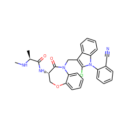 CN[C@@H](C)C(=O)N[C@H]1COc2ccccc2N(Cc2c(Cl)n(-c3ccccc3C#N)c3ccccc23)C1=O ZINC000144181621