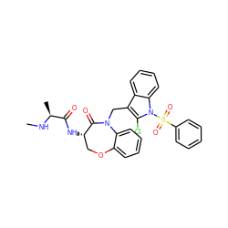 CN[C@@H](C)C(=O)N[C@H]1COc2ccccc2N(Cc2c(Cl)n(S(=O)(=O)c3ccccc3)c3ccccc23)C1=O ZINC000143885958