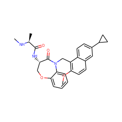 CN[C@@H](C)C(=O)N[C@H]1COc2ccccc2N(Cc2c(OC)ccc3cc(C4CC4)ccc23)C1=O ZINC000143965507