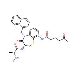 CN[C@@H](C)C(=O)N[C@H]1CSc2c(NC(=O)CCCC(C)=O)cccc2N(Cc2cccc3ccccc23)C1=O ZINC000208371382