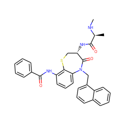 CN[C@@H](C)C(=O)N[C@H]1CSc2c(NC(=O)c3ccccc3)cccc2N(Cc2cccc3ccccc23)C1=O ZINC000143885064