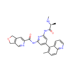 CN[C@@H](C)C(=O)Nc1cc(-c2c(C)ccc3ncccc23)cc(NC(=O)c2cc3c(cn2)COC3)n1 ZINC001772571323