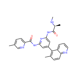 CN[C@@H](C)C(=O)Nc1cc(-c2c(C)ccc3ncccc23)cc(NC(=O)c2ccc(C)cn2)n1 ZINC001772639209