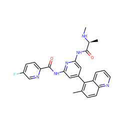 CN[C@@H](C)C(=O)Nc1cc(-c2c(C)ccc3ncccc23)cc(NC(=O)c2ccc(F)cn2)n1 ZINC001772656410