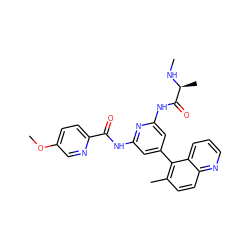 CN[C@@H](C)C(=O)Nc1cc(-c2c(C)ccc3ncccc23)cc(NC(=O)c2ccc(OC)cn2)n1 ZINC001772613929