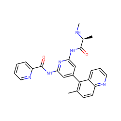 CN[C@@H](C)C(=O)Nc1cc(-c2c(C)ccc3ncccc23)cc(NC(=O)c2ccccn2)n1 ZINC001772657134