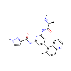 CN[C@@H](C)C(=O)Nc1cc(-c2c(C)ccc3ncccc23)cc(NC(=O)c2ccn(C)n2)n1 ZINC001772657455