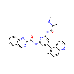 CN[C@@H](C)C(=O)Nc1cc(-c2c(C)ccc3ncccc23)cc(NC(=O)c2ncc3ccccc3n2)n1 ZINC001772643850