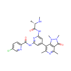 CN[C@@H](C)C(=O)Nc1cc(-c2c(C)nc(C)c3c(=O)n(C)n(C)c23)cc(NC(=O)c2ccc(Cl)cn2)n1 ZINC001772626155