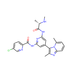 CN[C@@H](C)C(=O)Nc1cc(-c2c(C)nc3cccc(C)n23)cc(NC(=O)c2ccc(Cl)cn2)n1 ZINC001772596267