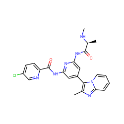 CN[C@@H](C)C(=O)Nc1cc(-c2c(C)nc3ccccn23)cc(NC(=O)c2ccc(Cl)cn2)n1 ZINC001772625929