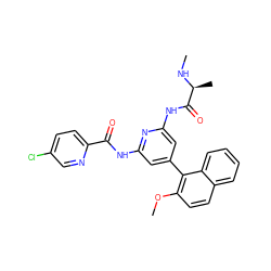 CN[C@@H](C)C(=O)Nc1cc(-c2c(OC)ccc3ccccc23)cc(NC(=O)c2ccc(Cl)cn2)n1 ZINC001772625908