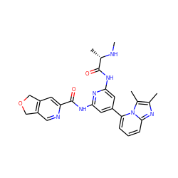 CN[C@@H](C)C(=O)Nc1cc(-c2cccc3nc(C)c(C)n23)cc(NC(=O)c2cc3c(cn2)COC3)n1 ZINC001772618842