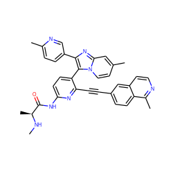 CN[C@@H](C)C(=O)Nc1ccc(-c2c(-c3ccc(C)nc3)nc3cc(C)ccn23)c(C#Cc2ccc3c(C)nccc3c2)n1 ZINC001772642762