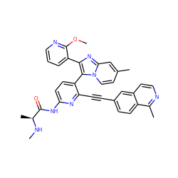 CN[C@@H](C)C(=O)Nc1ccc(-c2c(-c3cccnc3OC)nc3cc(C)ccn23)c(C#Cc2ccc3c(C)nccc3c2)n1 ZINC001772654592