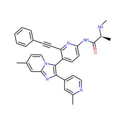 CN[C@@H](C)C(=O)Nc1ccc(-c2c(-c3ccnc(C)c3)nc3cc(C)ccn23)c(C#Cc2ccccc2)n1 ZINC001772608185