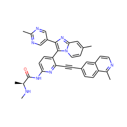 CN[C@@H](C)C(=O)Nc1ccc(-c2c(-c3cnc(C)nc3)nc3cc(C)ccn23)c(C#Cc2ccc3c(C)nccc3c2)n1 ZINC001772654298