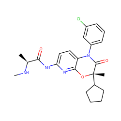 CN[C@@H](C)C(=O)Nc1ccc2c(n1)O[C@@](C)(C1CCCC1)C(=O)N2c1cccc(Cl)c1 ZINC000143201147