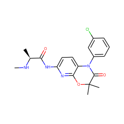 CN[C@@H](C)C(=O)Nc1ccc2c(n1)OC(C)(C)C(=O)N2c1cccc(Cl)c1 ZINC000143227958