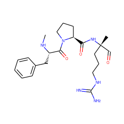 CN[C@@H](Cc1ccccc1)C(=O)N1CCC[C@H]1C(=O)N[C@](C)(C=O)CCCNC(=N)N ZINC000003823930