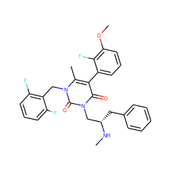 CN[C@@H](Cc1ccccc1)Cn1c(=O)c(-c2cccc(OC)c2F)c(C)n(Cc2c(F)cccc2F)c1=O ZINC000003842359