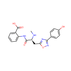 CN[C@@H](Cc1nc(-c2ccc(O)cc2)no1)C(=O)Nc1ccccc1C(=O)O ZINC000071332322