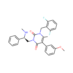 CN[C@@H](Cn1c(=O)c(-c2cccc(OC)c2)c(C)n(Cc2c(F)cccc2F)c1=O)c1ccccc1 ZINC000013609644