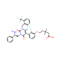 CN[C@@H](Cn1c(=O)c(-c2cccc(OCCC(C)(C)CC(=O)O)c2F)c(C)n(Cc2c(F)cccc2C(F)(F)F)c1=O)c1ccccc1 ZINC000049833035