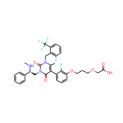 CN[C@@H](Cn1c(=O)c(-c2cccc(OCCCOCC(=O)O)c2F)c(C)n(Cc2c(F)cccc2C(F)(F)F)c1=O)c1ccccc1 ZINC000049898898