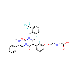 CN[C@@H](Cn1c(=O)c(-c2cccc(OCCNCC(=O)O)c2F)c(C)n(Cc2c(F)cccc2C(F)(F)F)c1=O)c1ccccc1 ZINC000049889334