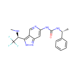 CN[C@@H](c1[nH]nc2cc(NC(=O)N[C@H](C)c3ccccc3)ncc12)C(F)(F)F ZINC000219749552