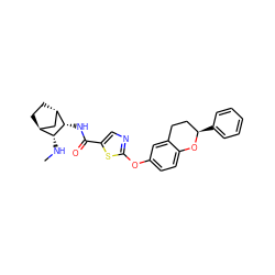 CN[C@@H]1[C@H]2CC[C@@H](C2)[C@@H]1NC(=O)c1cnc(Oc2ccc3c(c2)CC[C@@H](c2ccccc2)O3)s1 ZINC000169688246