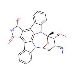 CN[C@@H]1C[C@H]2O[C@@](C)([C@@H]1OC)n1c3ccccc3c3c4c(c5c6ccccc6n2c5c31)C(=O)N[C@@H]4O ZINC000003814435