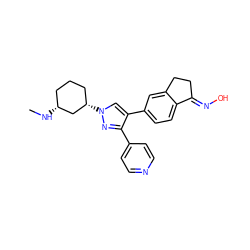 CN[C@@H]1CCC[C@H](n2cc(-c3ccc4c(c3)CC/C4=N\O)c(-c3ccncc3)n2)C1 ZINC000040973956