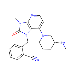 CN[C@@H]1CCCN(c2ccnc3c2n(Cc2ccccc2C#N)c(=O)n3C)C1 ZINC000199370999