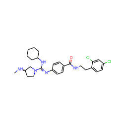 CN[C@@H]1CCN(/C(=N/c2ccc(C(=O)NCCc3ccc(Cl)cc3Cl)cc2)NC2CCCCC2)C1 ZINC000013581492