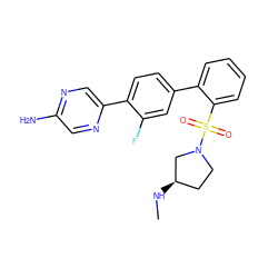 CN[C@@H]1CCN(S(=O)(=O)c2ccccc2-c2ccc(-c3cnc(N)cn3)c(F)c2)C1 ZINC000212172939