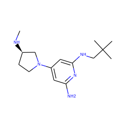 CN[C@@H]1CCN(c2cc(N)nc(NCC(C)(C)C)c2)C1 ZINC000071418525