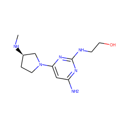 CN[C@@H]1CCN(c2cc(N)nc(NCCO)n2)C1 ZINC000071418530