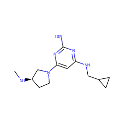 CN[C@@H]1CCN(c2cc(NCC3CC3)nc(N)n2)C1 ZINC000073196039