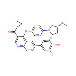 CN[C@@H]1CCN(c2ccc(Nc3c(C(=O)C4CC4)cnc4ccc(-c5cc(F)c(O)c(Cl)c5)cc34)cn2)C1 ZINC000114039436