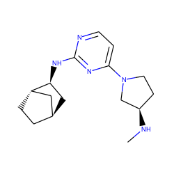 CN[C@@H]1CCN(c2ccnc(N[C@H]3C[C@H]4CC[C@H]3C4)n2)C1 ZINC000299865620