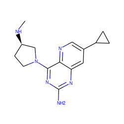 CN[C@@H]1CCN(c2nc(N)nc3cc(C4CC4)cnc23)C1 ZINC000096906179