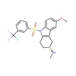 CN[C@@H]1CCc2c(c3cc(OC)ccc3n2S(=O)(=O)c2cccc(C(F)(F)F)c2)C1 ZINC000095555079