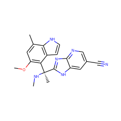 CN[C@](C)(c1nc2ncc(C#N)cc2[nH]1)c1c(OC)cc(C)c2[nH]ccc12 ZINC000219478980